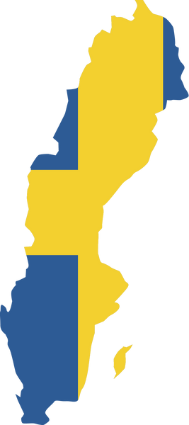 Sweden map city vector style color of country flag.