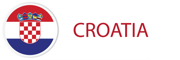 Croatia flag in button with word of Croatia.