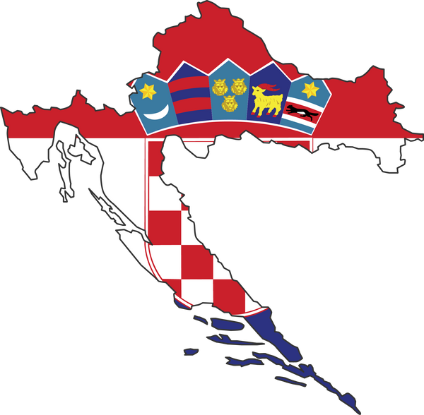 Croatia map city vector style color of country flag.