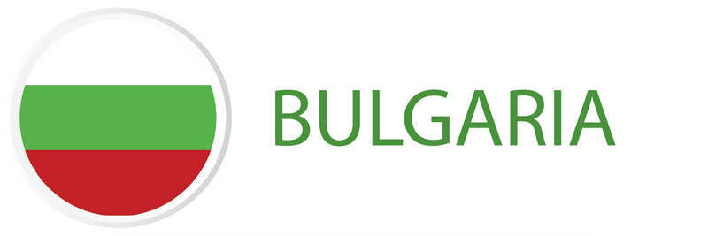 Bulgaria flag in button with word of Bulgaria.