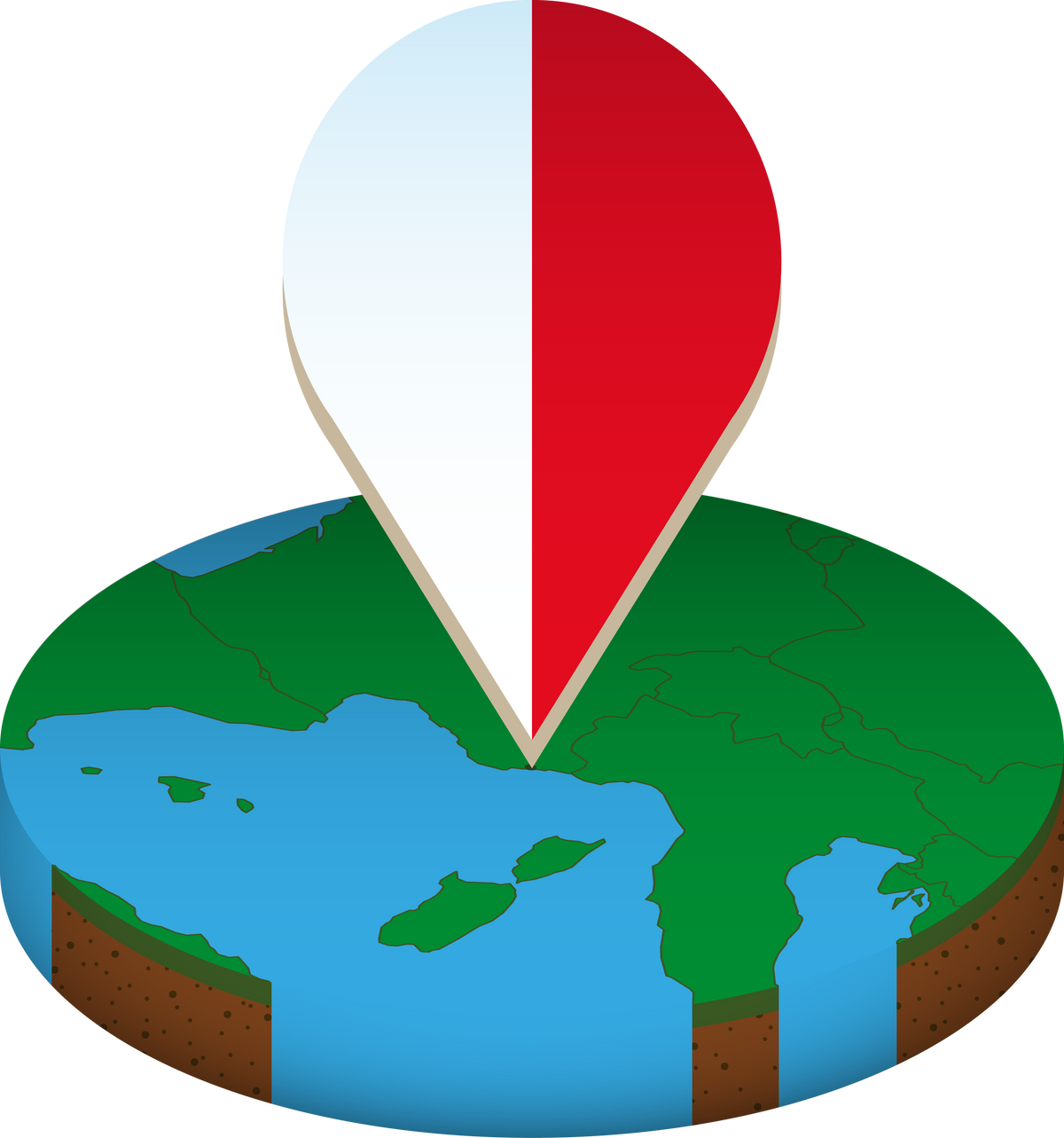 Isometric round map of Monaco with flag.