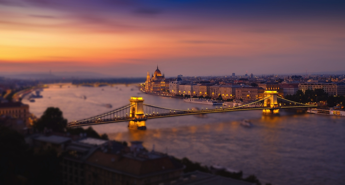 Aerial View Of Bridge in Budapest