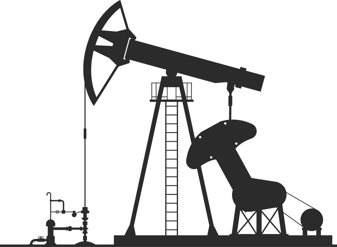 Oil Derrick Vector Icon, Black Silhouette of Rigs