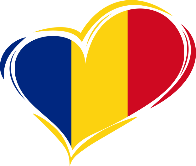 Romania Flag in Heart Shape