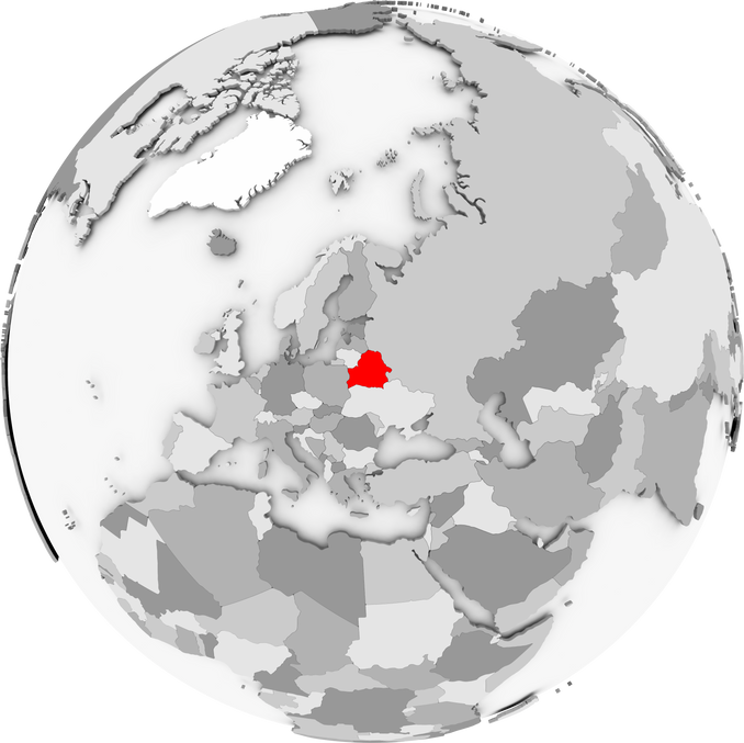 Belarus on Grey Globe Isolated